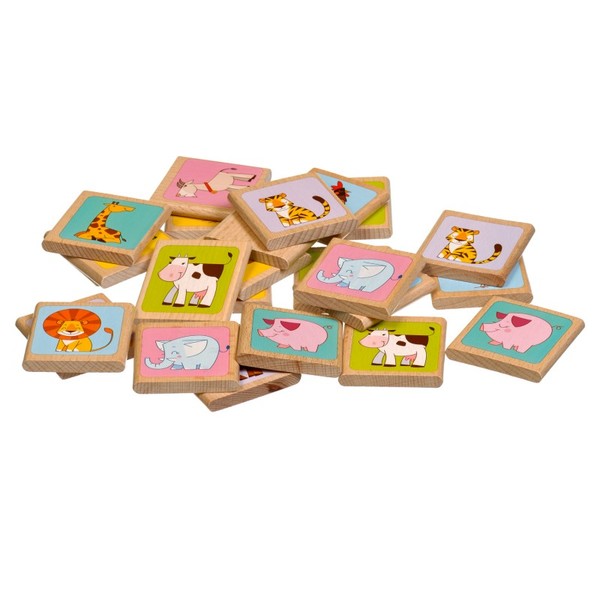 Игра за памет с 24 дървени плочки - Животни, Lucy&Leo