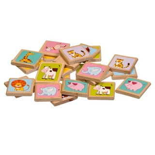 Игра за памет с 24 дървени плочки - Животни, Lucy&Leo