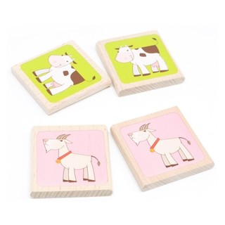 Игра за памет с 24 дървени плочки - Животни, Lucy&Leo