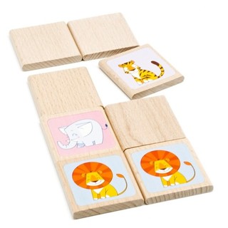 Игра за памет с 24 дървени плочки - Животни, Lucy&Leo