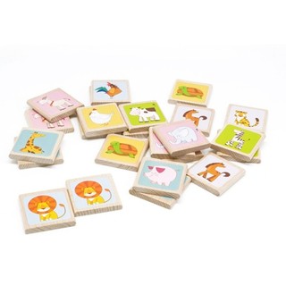 Игра за памет с 24 дървени плочки - Животни, Lucy&Leo